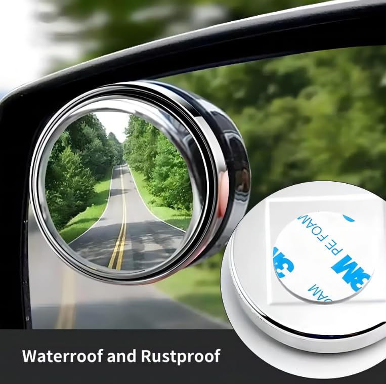 2 Pieces - Blind Spot Mirrors (Auto Rearview Mirrors), Auto Blind Spot Mirrors, 2-Inch HD Glass Convex, 360° Wide Angle, for Cars, SUVs, Trucks; Adhesive Rearview Mirrors, Black.