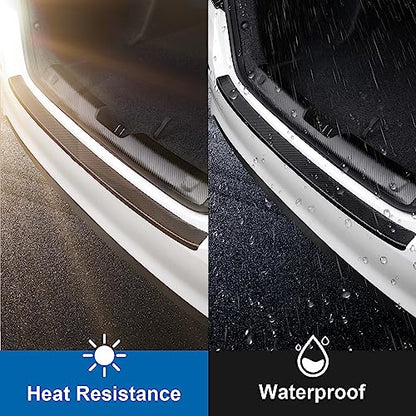 Universal Rear Bumper Protector, 47.2x2.75 Inches Carbon Fiber Textured Anti-Scratch Film, Easy Install No Bubble Guard Black - size: 47.2X2.75