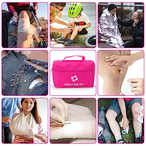 CALBEAU Roadside Emergency Car Kit for Vehicles, Pink Emergency Roadside Assistance kit with Car First Aid Kit, Thoughtful Car Emergency Kit for Women, Men, New Drivers and Adventurers Gifts
