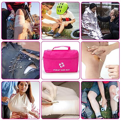 CALBEAU Roadside Emergency Car Kit for Vehicles, Pink Emergency Roadside Assistance kit with Car First Aid Kit, Thoughtful Car Emergency Kit for Women, Men, New Drivers and Adventurers Gifts