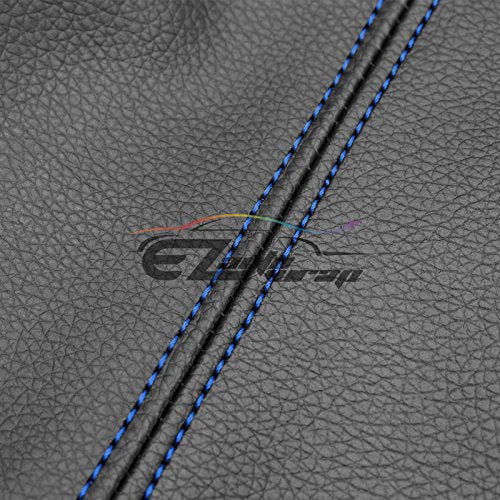 EZAUTO WRAP Universal Shift Knob Shifter Boot Cover Black with Blue Stitches PVC Leather MT at Sport PVC Leather - color: With Blue Stitches