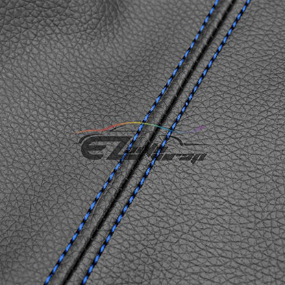 EZAUTO WRAP Universal Shift Knob Shifter Boot Cover Black with Blue Stitches PVC Leather MT at Sport PVC Leather - color: With Blue Stitches