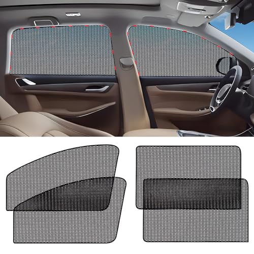 ZATOOTO Car Window Shades for Side Window Sun Shade for Car Window Magnetic Mesh Car Window Screen for Easy Installation Breathable UV Protection Universal for Most Car Perfect for Camping Travel Nap - size: 10#Mesh 4pack kit