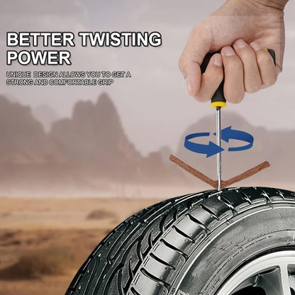 7PCS Tire Repair Kit, Car & Motorcycle Flat Tire Puncture Repair Tool Set with 5 Rubber Plugs, 2 Insertion Needles, Heavy Duty Emergency Roadside Kit for Cars, Trucks, SUVs, Motorcycles