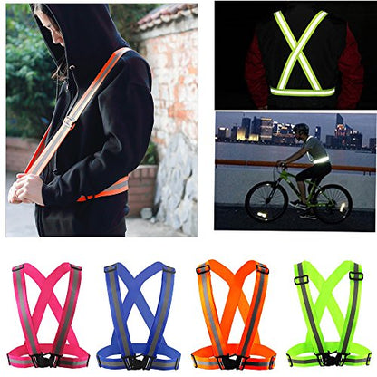 Reflective Vest with Hi Vis Bands, Fully Adjustable & Multi-Purpose: Running, Cycling, Motorcycle Safety, Dog Walking - High Visibility Neon Green 1PCS