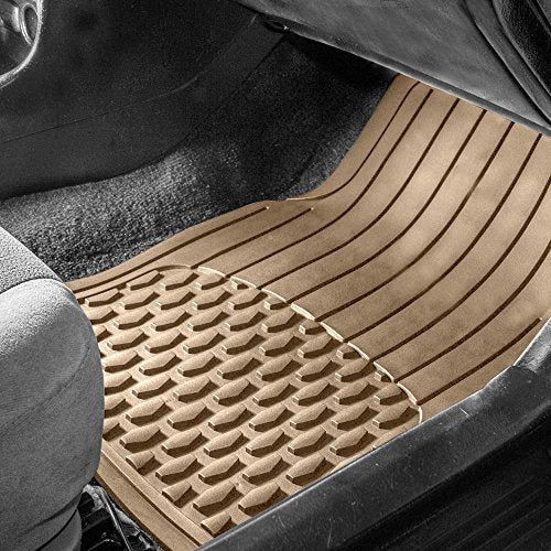 FH Group 4 Piece Liners Trimmable Climaproof™ Vinyl Car Floor Mats- Full Set with Premium Trimmable Vinyl Cargo Liner- Universal Fit for Cars Trucks and SUVs (Beige) - color: Beige