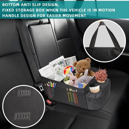 Car Front Seat Organizer for Between Seats, Multi-Compartment Storage Caddy with Dual Cup Holders, Detachable Divider, 600D Oxford Cloth, Road Trip Essentials, Black - size: Double cup holder