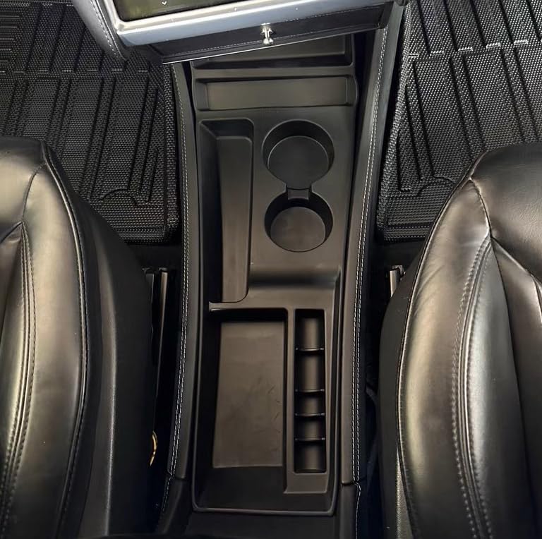 for 2012-2015 Tesla Model S Center Console Organizer Tray, Silicone Cup Holder Compartments Storage Bins fits Model S Accessories