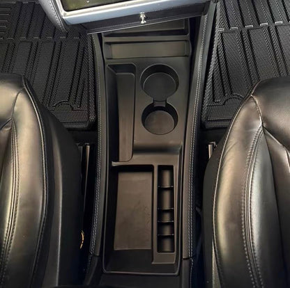 for 2012-2015 Tesla Model S Center Console Organizer Tray, Silicone Cup Holder Compartments Storage Bins fits Model S Accessories