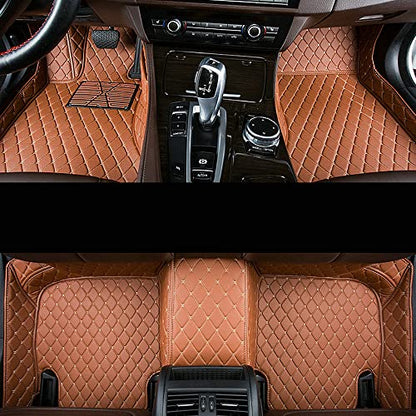 All-Weather car Floor Mats-Suitable for 98% of car Models Watherproof Leather car Floor mat (Light Brown) - color: Light brown