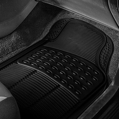 FH Group Automotive Floor Mats Climaproof for All Weather Protection Universal Fit Trimmable Heavy Duty fits Most Cars, SUVs, and Trucks, 2pc Front Set Solid Black - color: Black, style: Front Set
