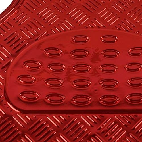 BDK Red All Weather Heavy Duty Car Floor Mats Interior Liners for Auto Van Truck SUV, Fits Front & Rear - color: Metallic Red