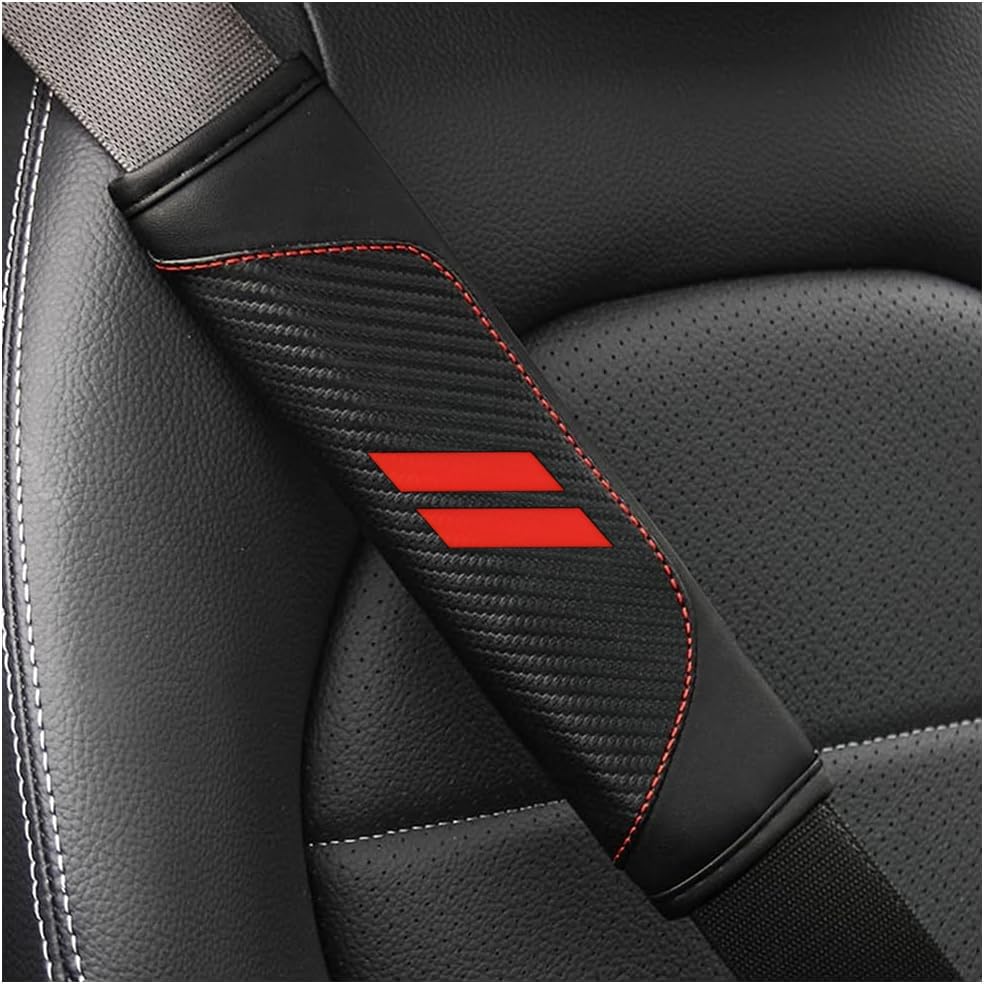 2Pcs Carbon Fiber Leather Seat Belt Cushions Shoulder Pad Soft for Challenger Dakota Charger SRT Avenger Durango Accessories,Car Seat Belt Pads Safety Belt Cover Pad (//) - color: D