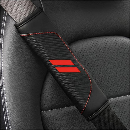 2Pcs Carbon Fiber Leather Seat Belt Cushions Shoulder Pad Soft for Challenger Dakota Charger SRT Avenger Durango Accessories,Car Seat Belt Pads Safety Belt Cover Pad (//) - color: D