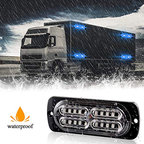 12-24V 20-LED Super Bright Emergency Strobe Warning Caution Hazard Construction Waterproof Flashing Strobe LED Light Bar Surface Mount for Car Truck SUV Van (Blue) - color: Blue