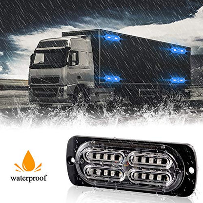 12-24V 20-LED Super Bright Emergency Strobe Warning Caution Hazard Construction Waterproof Flashing Strobe LED Light Bar Surface Mount for Car Truck SUV Van (Blue) - color: Blue