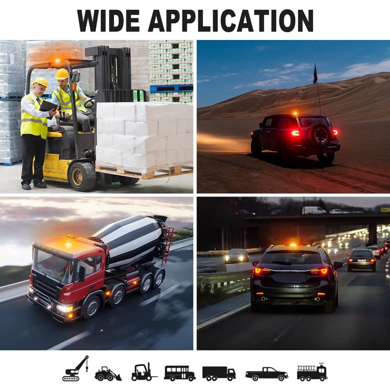 AnTom Magnetic Wireless Strobe Light, Waterproof Rechargeable LED Beacon Lights for Trucks, Vehicle Emergency Flashing Warning, forklifts,Tractors,Golf Carts,Cars - color: Amber