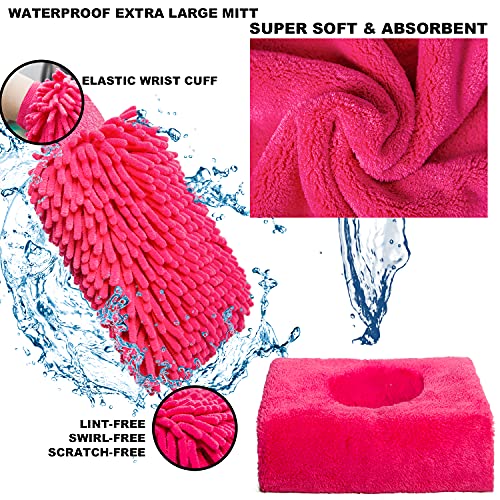 22Pcs Car Wash Cleaning Tools Kit Car Detailing Set with Canvas Bag Pink Collapsible Bucket Wash Mitt Sponge Towels Tire Brush Window Scraper Duster Complete Interior Car Care Kit - color: Pink