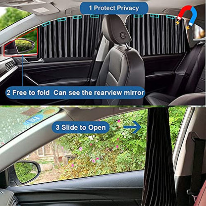 Ovege Car Window Shades 4pcs - Side Window Sun Shades, Silky UV Protection Privacy Baby Suction Magnetic (Black-Opaque, Front&Back 4pcs) - color: Black-Opaque, size: Front&Back 4pcs