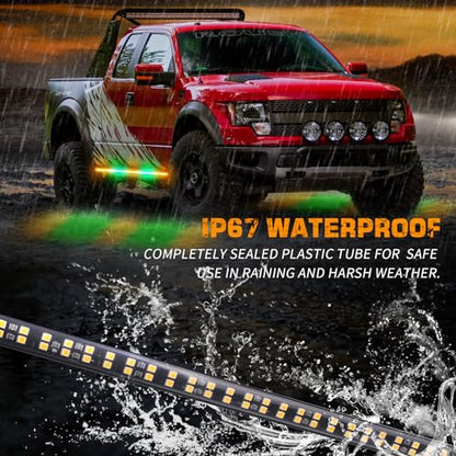 XRIDONSEN 2PCS 60 inch Amber Green Emergency Lights Strip 720 LED Running Board Strobe Lights Side Flashing Warning Safety Caution Lights for Tow Plow Trucks Construction Vehicles Pickup SUV Jeep - color: Amber/Green