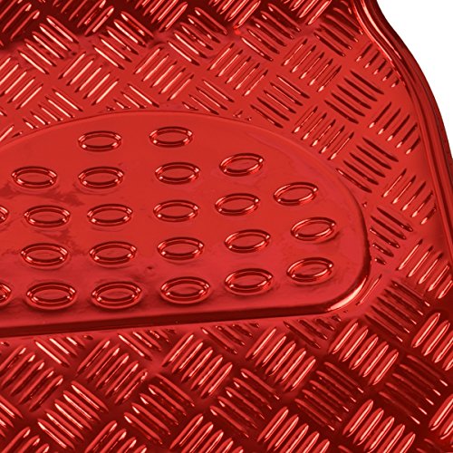 BDK Red All Weather Heavy Duty Car Floor Mats Interior Liners for Auto Van Truck SUV, Fits Front & Rear - color: Metallic Red