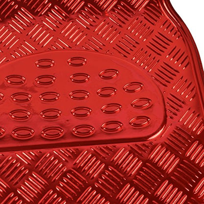 BDK Red All Weather Heavy Duty Car Floor Mats Interior Liners for Auto Van Truck SUV, Fits Front & Rear - color: Metallic Red