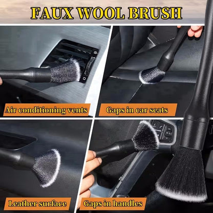 Car Detailing Brush Set Soft Bristles Ergonomic Handles for Air Vent Cleaning, Dashboard Dusting and Interior Wash, Black, 3pcs/Set - color: Black