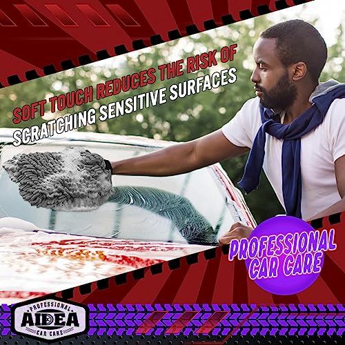 AIDEA Car Wash Mitt Microfiber, 1PK Scratch Free Lint-Free, Premium Chenille Microfiber Sponge Mitt Car Wash Brush, Grey, Regular Size 7.12''X10.14'' - color: Grey, size: 1PK