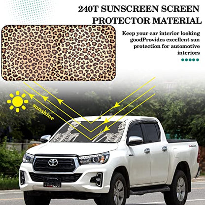 Windshield Sun Shade Foldable Car Front Window Covers for Car Accessories Sun Heat UV Rays Visor Protector Protection for Universal Cars SUV Truck(Nice Leopard) - style: Nice Leopard