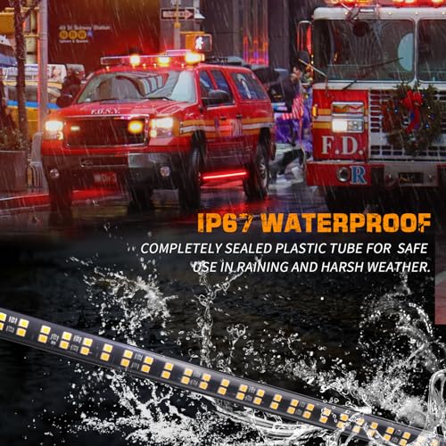 XRIDONSEN 2PCS 60 inch Red Emergency Lights Strip 720 LED Running Board Strobe Lights Flashing Warning Safety Caution First Responder Light for Police Volunteer Firefighter Vehicles Fire Trucks SUV - color: Red