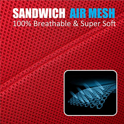 P&J AUTO Leather and Mesh Car Seat Cover Full Set in 9pcs Universal Fit for Cars Trucks Vans & SUVs Airbag Compatible (Red) - color: Red