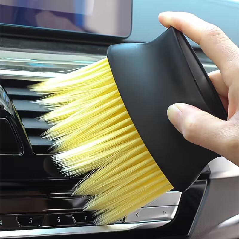 Dual-Head Car Interior Cleaning Brush, Soft & Hard Bristles for Air Vents, Dashboard, Buttons, and Crevices - Manual Detailing Tool with Ergonomic Handle（1pc）