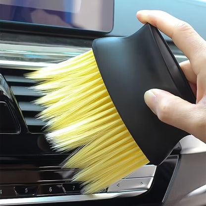 Dual-Head Car Interior Cleaning Brush, Soft & Hard Bristles for Air Vents, Dashboard, Buttons, and Crevices - Manual Detailing Tool with Ergonomic Handle（1pc）