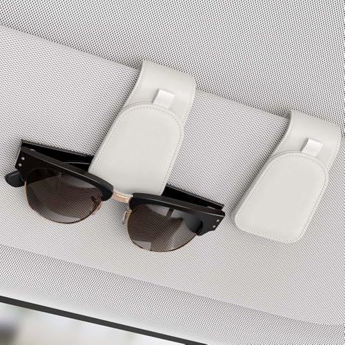 Sotfamily Sunglass Holder for Car Visor, Suede Cloth Magnetic Sunglass Organizer for Car Accessories, 2 Packs, White - color: White