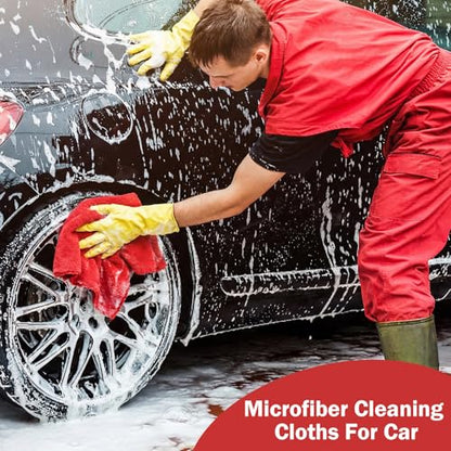 Tallew 15 Pcs Car Microfiber Towels Buffing Drying Wash Cleaning Cloths Plush Large Towels Thick Care Polishing Detailing Waxing Scratch Proof Towel, 15.75 x 15.75 Inch (Red) - color: Red
