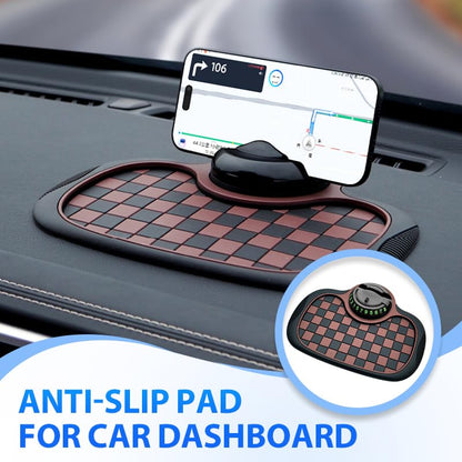 Universal Anti-Slip Car Dashboard Mat, 2026 New 360° Rotatable Phone Holder Dashboard Pad with Temporary Parking Number, Anti Skid Organizer for Phone Sunglasses Keys (Brown Black) - color: Brown Black
