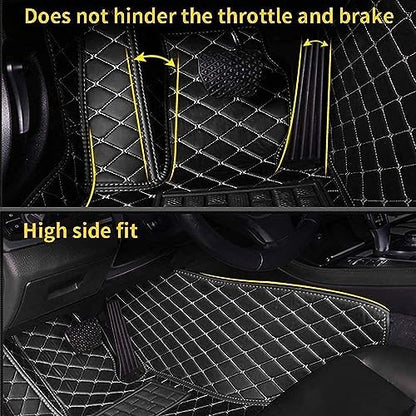 Custom Luxury Leather Car Floor Mats Upgrade Your Car's Interior All-Weather Protection for Cars, SUVs, Trucks Compatible with Automotive Mats (Black Narrow Strip) - color: Black narrow strip
