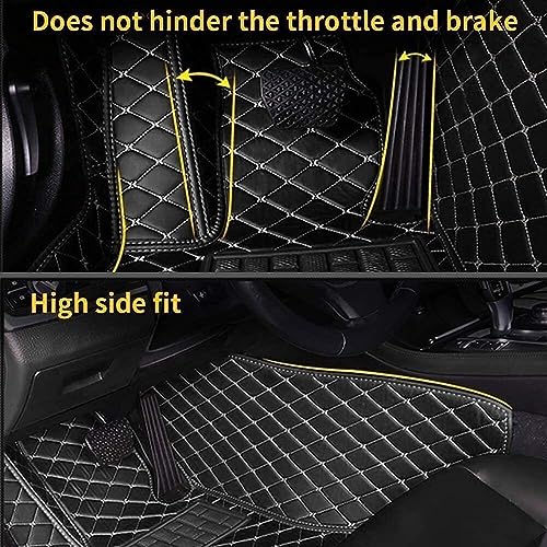 Custom Luxury Leather Car Floor Mats Upgrade Your Car's Interior All-Weather Protection for Cars, SUVs, Trucks Compatible with Automotive Mats (Black red Narrow Strip) - color: Black red narrow strip