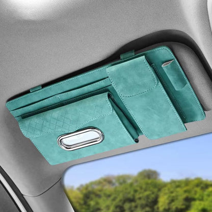 Multifunctional Car Visor Organizer (Suede leather - Blue) - color: Suede leather - Blue