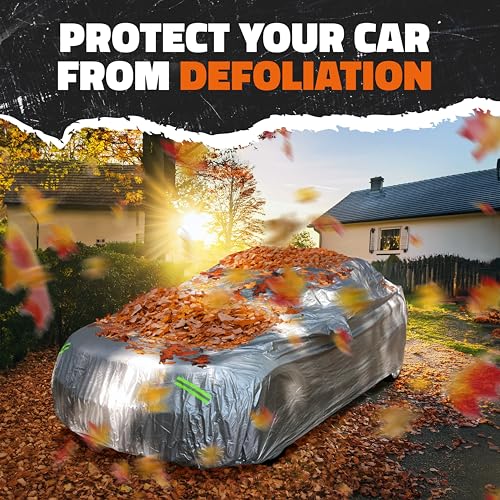Mockins 200"x75"x60" Large Car Cover for Sedan | 190T Polyester Soft Outdoor & Indoor Car Covers for Automobiles with Buckle Strap| Full Exterior Covers for Snow, Frost, UV, Dust & Light Rain Defense - size: Sedan - Large - 200" X 75" X 60"