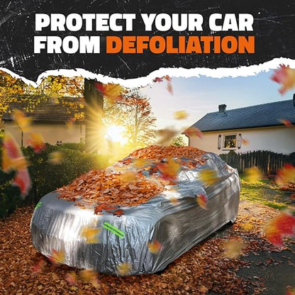 Mockins 200"x75"x60" Large Car Cover for Sedan | 190T Polyester Soft Outdoor & Indoor Car Covers for Automobiles with Buckle Strap| Full Exterior Covers for Snow, Frost, UV, Dust & Light Rain Defense - size: Sedan - Large - 200" X 75" X 60"