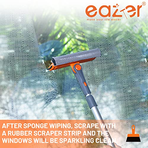 eazer Professional Window Squeegee, 2-in-1 Rotatable Squeegee for Window Cleaning Kit, Window Cleaner Tool, Window Washing Equipment Kit with Extension Pole for Shower/Windshield - 2 Head - size: 18-28inch