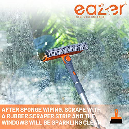 Eazer 2-in-1 Squeegee Cleaning Kit with Multiple Angles, Professional Window Cleaner Tool, Multi-Use Window Washing Kit with Extension Pole (15''-20'') for Shower/Windshield - size: Version: Old Model
