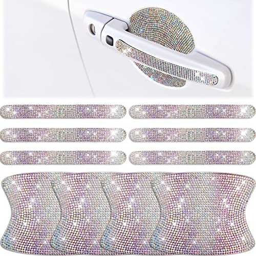 Frienda 10 Pieces Bling Car Accessories for Women Bling Car Door Handle Protector Door Handle Covers for Car Rhinestone Car Bowl Protector Accessories Women Stickers(Colorful) - color: Colorful