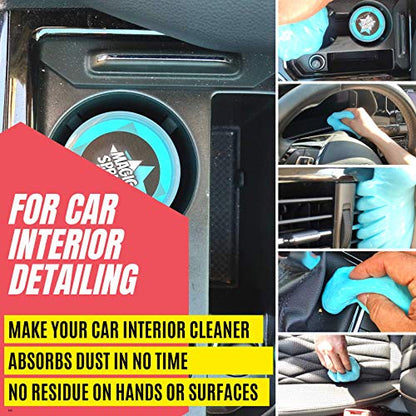 MAGIC SPRUCE Car Cleaning Gel,2 Pack Car Cleaning Putty with 4 Anti- Static Brushes, Vent Cleaner Duster Tools, Auto Dust, Pc Laptop, Keyboard, Car Interior Cleaning Kit Automotive Cleaning Supplies - color: 2 pack gel with brushes kit