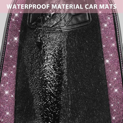 CAR PASS Bling Diamond Car Floor Mat Shining Rhinestones Carpet, Sparkly Glitter Crystal Anti-Slip PVC Heel Pad Automotive Universal Fit for SUV Sedan Car Van, 4pcs for Girl Cute Women, Black Pink - color: Pink Diamond
