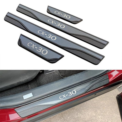 Car Door sill Scuff Protector for Mazda CX-30 CX30 2020-2024 Accessories, Parts Door Sill Cover Scuff Plate Strip Guard Protection（Carbon Fiber Texture）