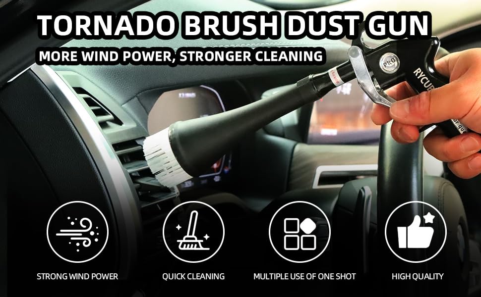 Tornado Car Cleaning Gun, High Pressure Air Blow Gun Air Blower Gun with 2 Nozzles & 2 Microfiber Towels, Durable Metal Body Tornador Car Cleaning Gun for Car Interior Detailing Air Gun