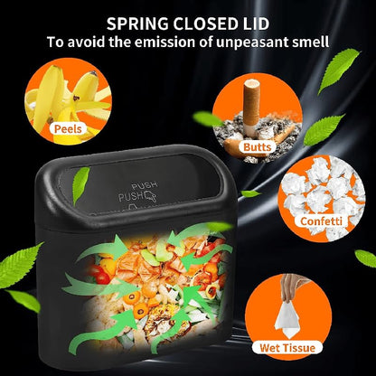 Leak-Proof Mini Car Trash Can with Lid & 5 Packs of 150 Garbage Bags - The Perfect Car Accessory!