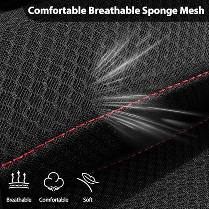 CAR PASS Air Mesh Leather Car Seat Covers Front Seats, Breathable Two Front Seat Covers for Cars, Comfortable Universal Fit for SUV Truck Sedan Automotive, Anti-Slip Airbag Compatible,Black and Red - color: Black Red Mesh